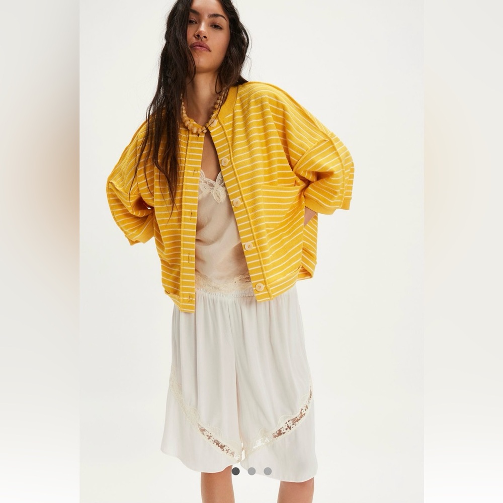 NWT FREE PEOPLE MATILDA STRIPED TERRY CARDIGAN